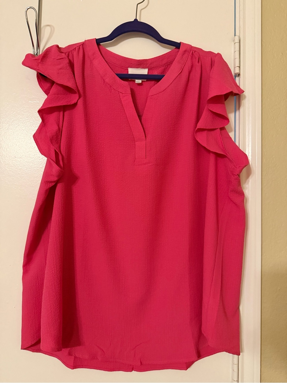 ANDREE BY UNIT Bright Pink Ruffle-Sleeve Camisole Top - Picture 2 of 4